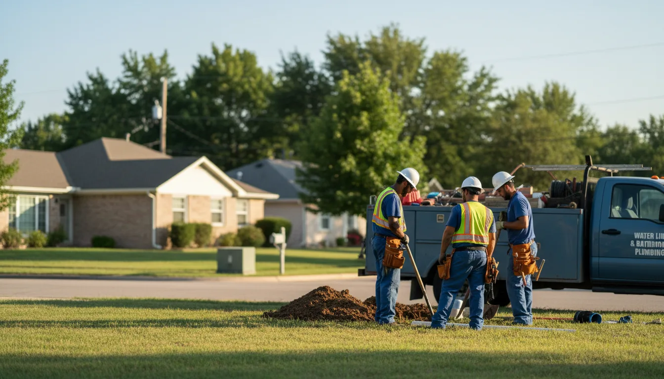 Residential water line and bathroom plumbing service in Schulter, OK